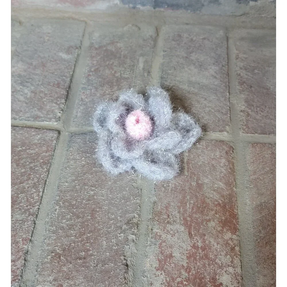 Gray and Pink Flower Scrubby